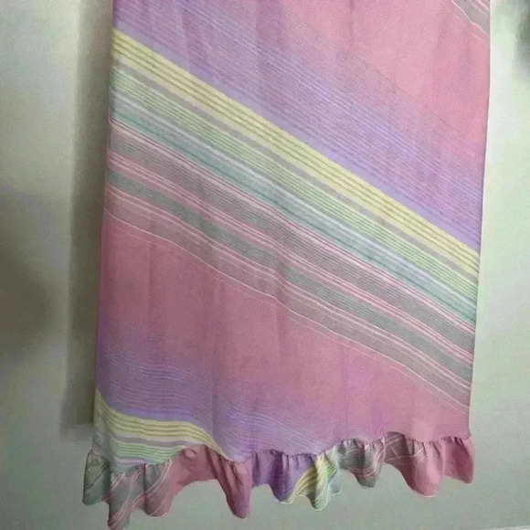 Vintage Alice Maloof Ruffled Nightgown Dress Size XS Lingerie 1960s Candy Stripe - Picture 11 of 13